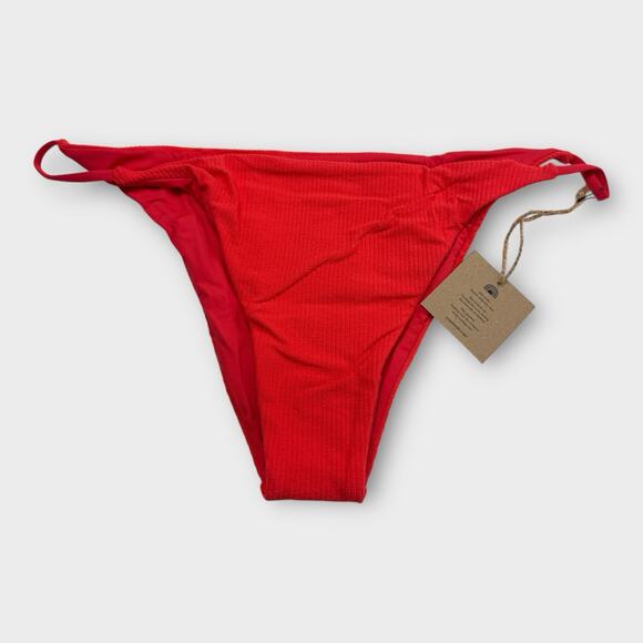Free People x Toast Signature Stitch Ribbed Bikini Bottom Size XL Fire‎ Coral - Picture 1 of 7